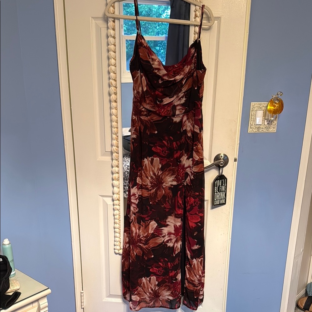 Lulus red floral evening dress size XL work once